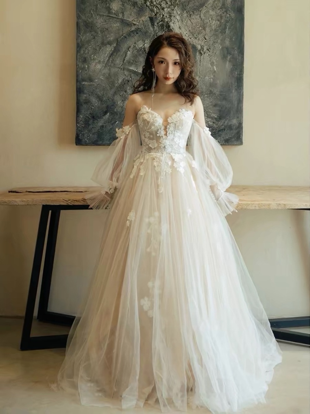 NWOT White tulle A-line wedding dress